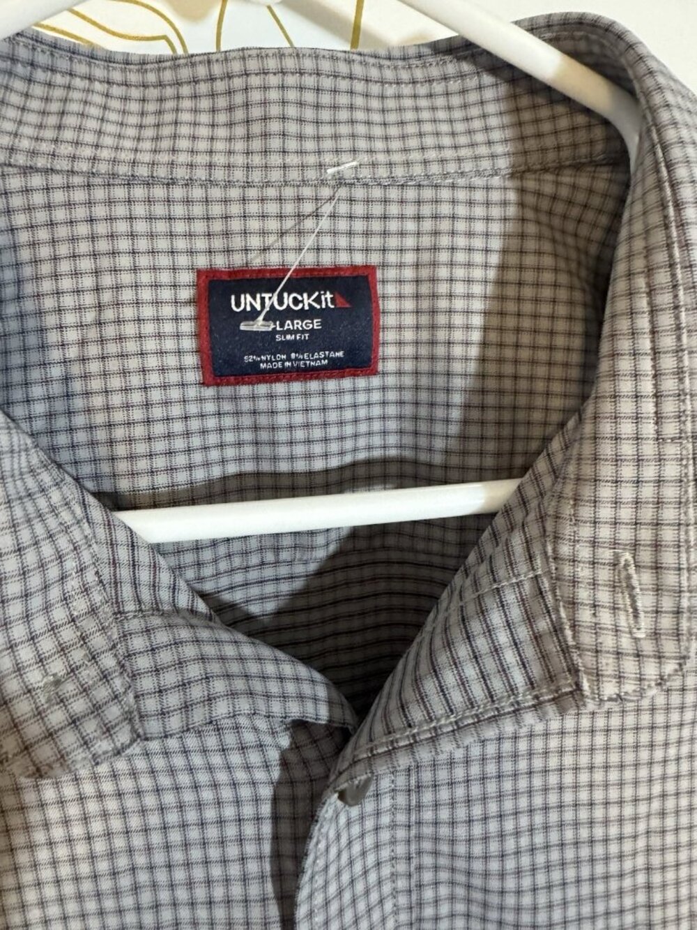 UNTUCKit Shirt Mens Extra Large Gray Black Red Plaid Slim Fit Button Up